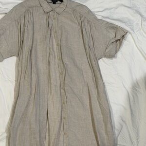Womens Beige Short Sleeve Shirt dress